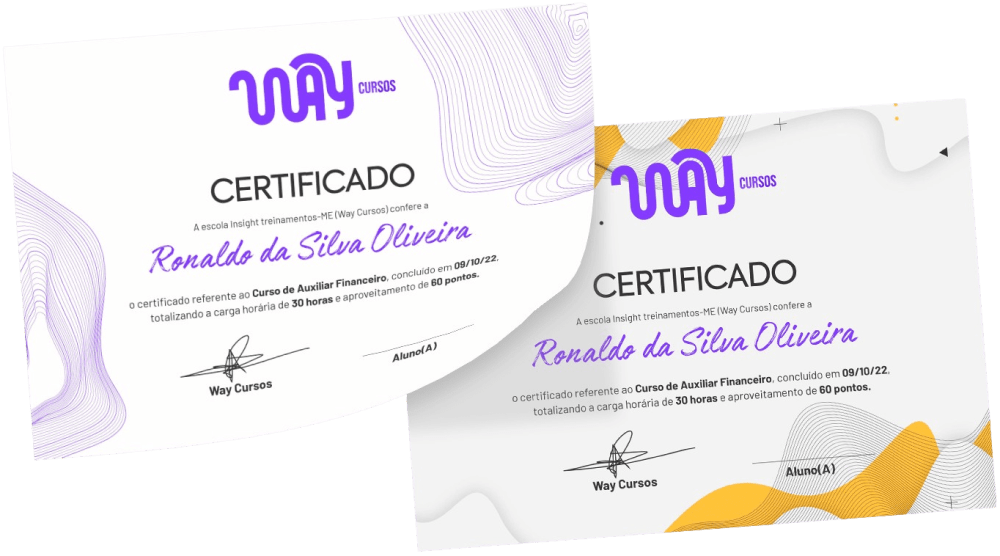 Certificado de conclusão emitido pela Way Cursos